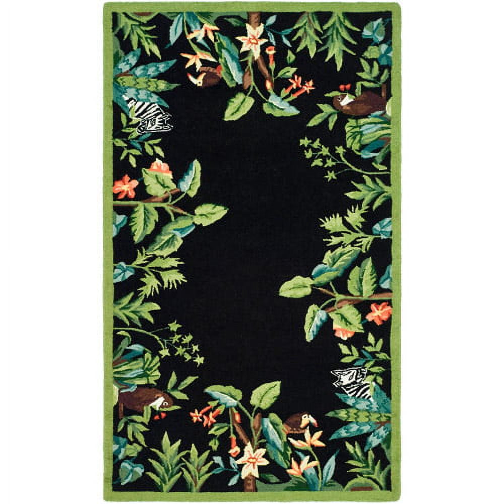 Handmade Black Wool Boho-Chic Rectangle Runner