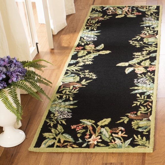 Safavieh Chelsea Deloris Bordered Wool Runner Rug, Black/Green, 2'6" x 6'