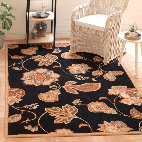 Safavieh Chelsea Desi Bordered Area Rug, Black/Orange, 1'8" x 2'6"