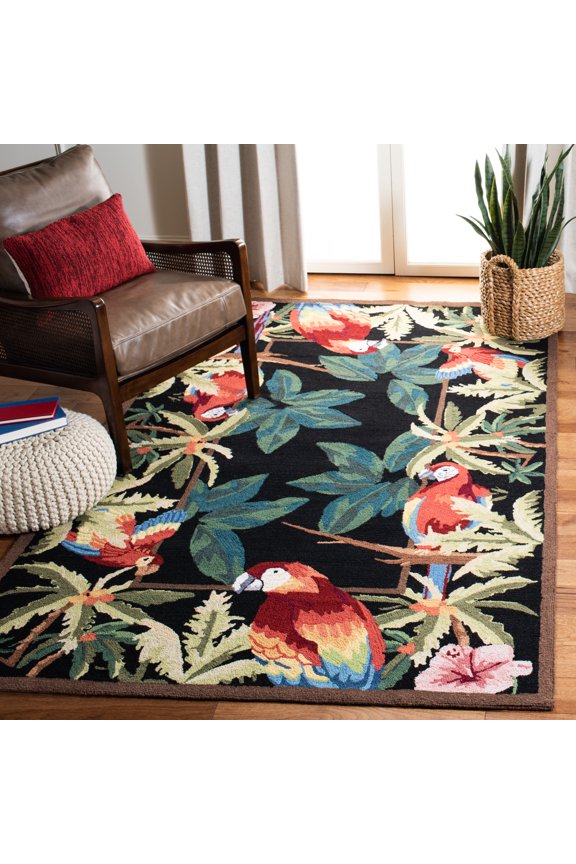 Chelsea Dewayne Bordered Wool Area Rug, Black, 1'8" x 2'6"