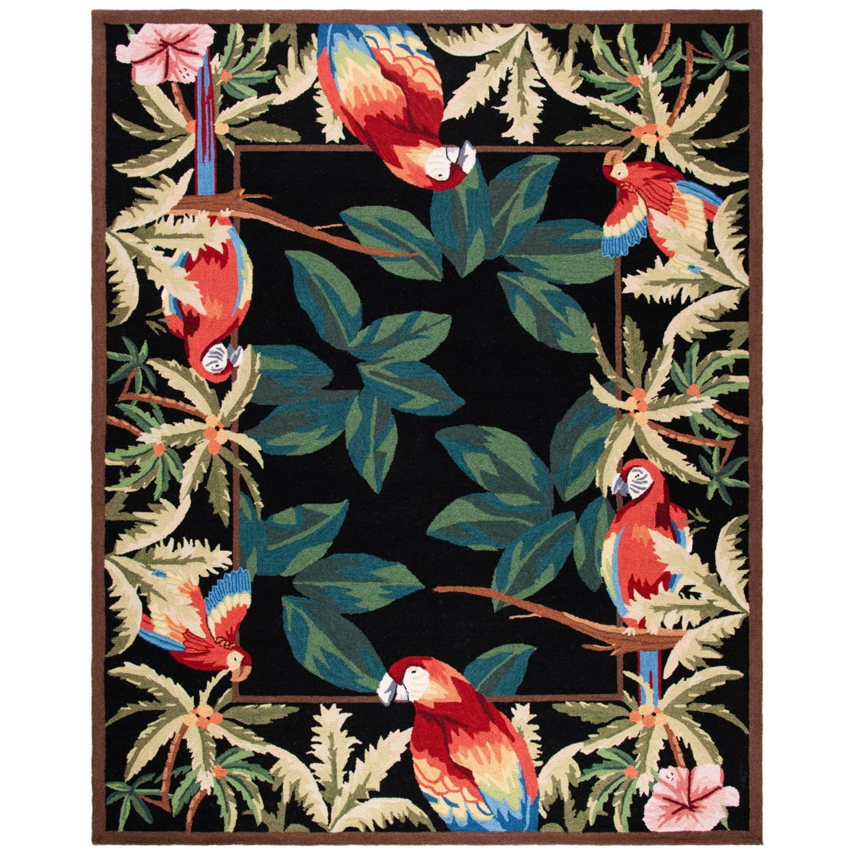 Handmade Chelsea Black Floral Wool 3' Round Area Rug