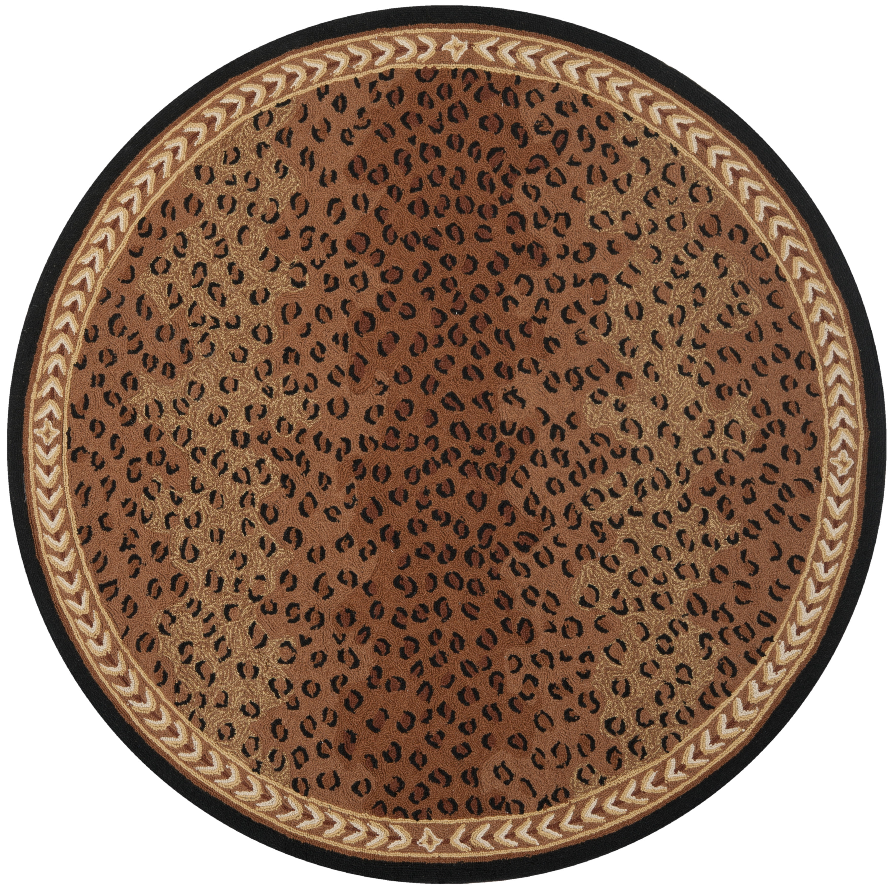 SAFAVIEH Chelsea Doriane Bordered Wool Area Rug, Black/Brown, 10' x 10 ...