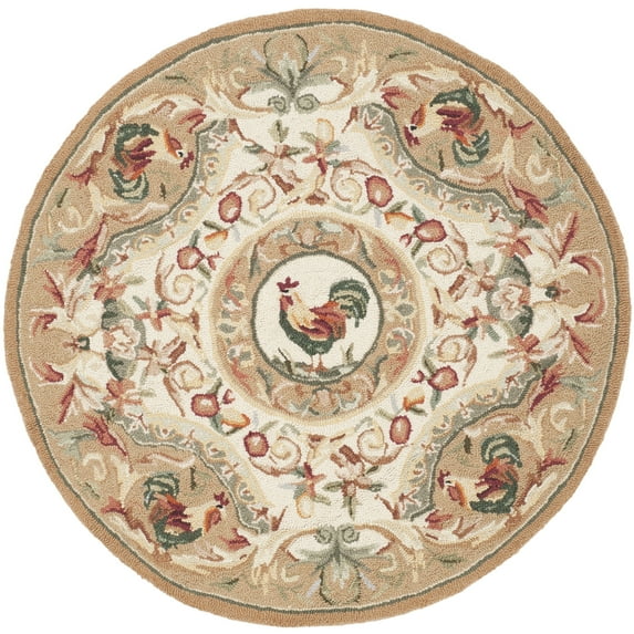 SAFAVIEH Chelsea Elinor Animal Wool Area Rug, Taupe, 3' x 3' Round