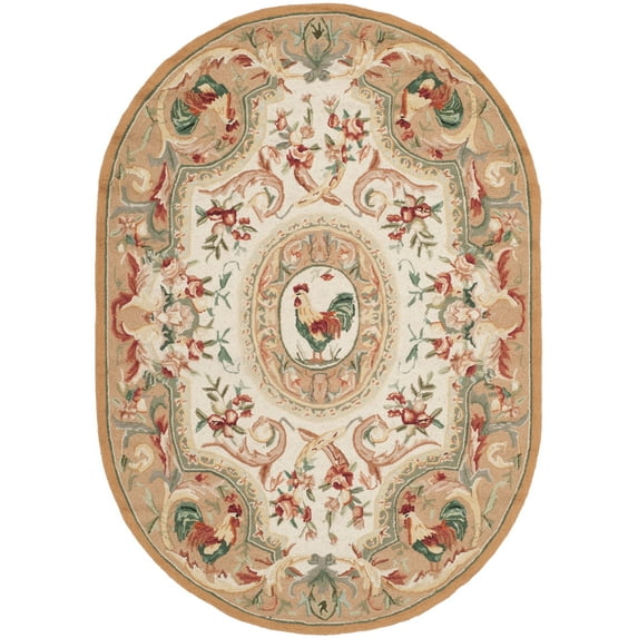 SAFAVIEH Chelsea Elinor Animal Wool Area Rug, Taupe, 4'6" x 6'6" Oval