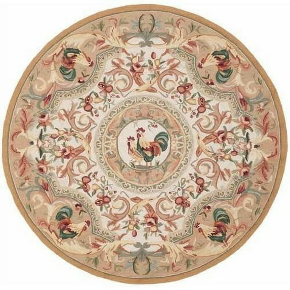 SAFAVIEH Chelsea Elinor Animal Wool Area Rug, Taupe, 4' x 4' Round