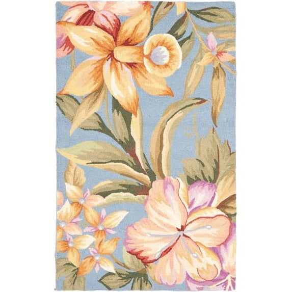 SAFAVIEH Chelsea Ema Floral Wool Area Rug, Blue, 2'6" x 4'