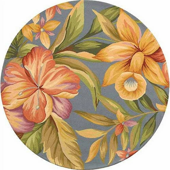 SAFAVIEH Chelsea Ema Floral Wool Area Rug, Blue, 4'6" x 6'6" Oval