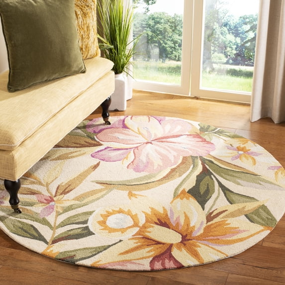 Safavieh Chelsea Ema Floral Area Rug, Ivory, 5'6" x 5'6" Round