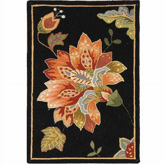 SAFAVIEH Chelsea Emmet Floral Wool Area Rug, Black, 1'8" x 2'6"