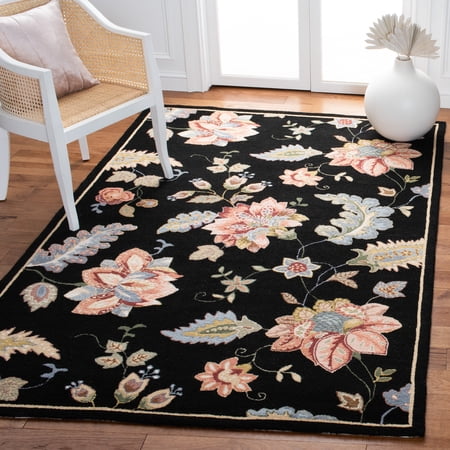 Safavieh Chelsea Emmet Bordered Wool Area Rug, Black, 1'8" x 2'6"