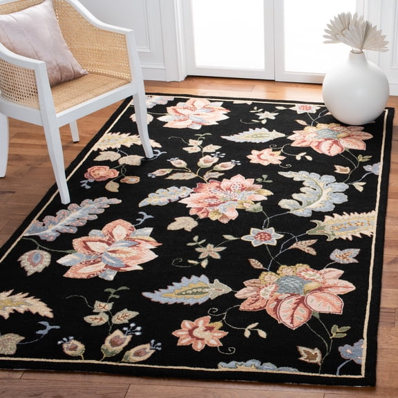 Safavieh Chelsea Emmet Bordered Wool Area Rug, Black, 1'8" x 2'6"