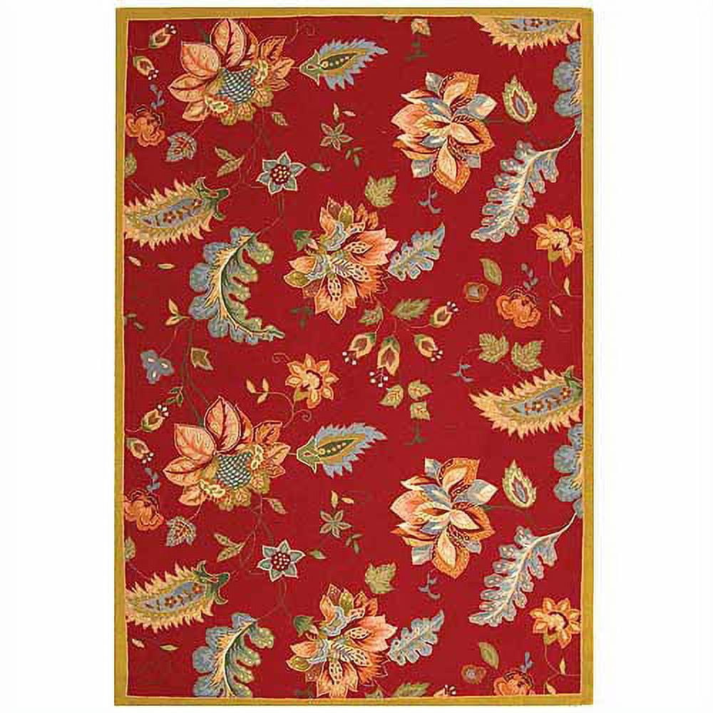 Chelsea Red Floral Hand-Knotted Wool 6' x 9' Rug