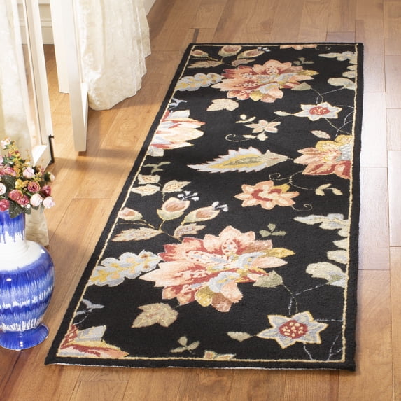 Safavieh Chelsea Emmet Bordered Wool Runner Rug, Black, 2'6" x 12'
