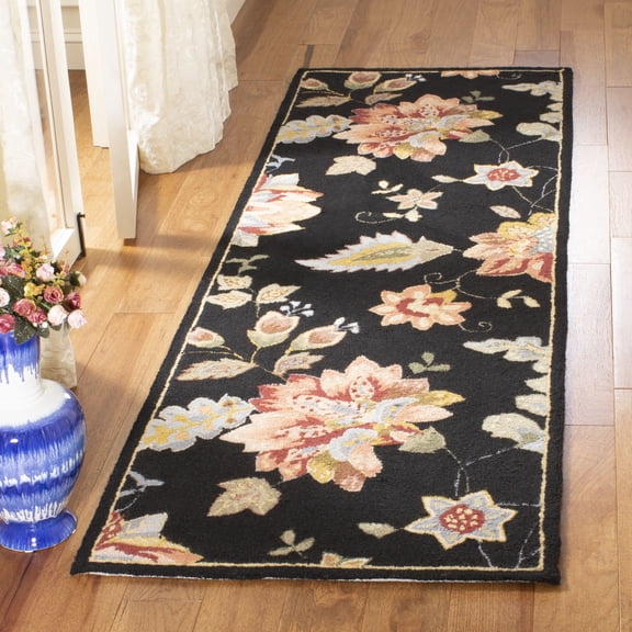 Safavieh Chelsea Emmet Bordered Wool Runner Rug, Black, 2'6" x 12'
