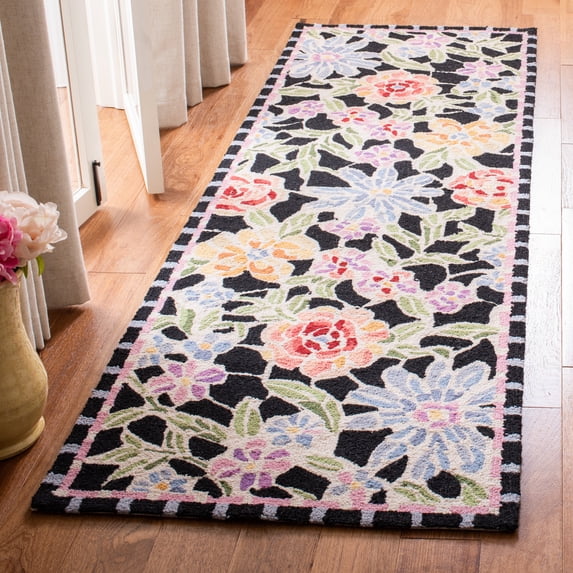 Safavieh Chelsea Endika Floral Runner Rug, Black, 2'6" x 10'