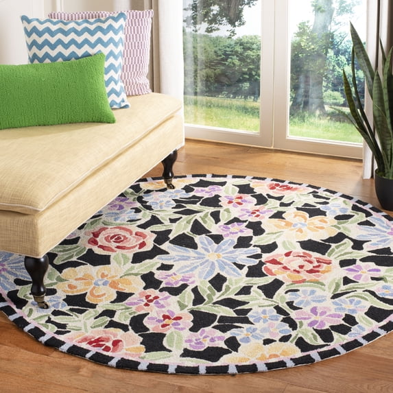 Safavieh Chelsea Endika Floral Area Rug, Black, 4' x 4' Round