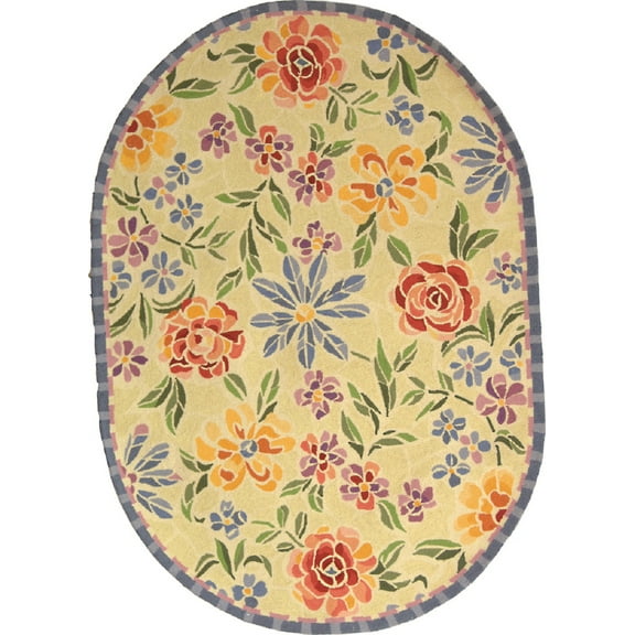 SAFAVIEH Chelsea Endika Floral Wool Area Rug, Ivory, 4'6" x 6'6" Oval