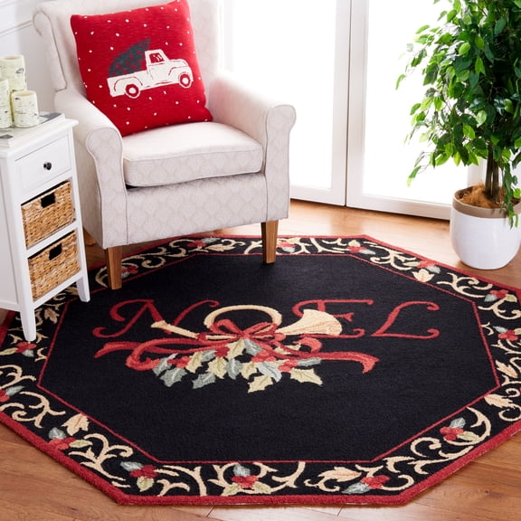 Safavieh Chelsea Festive Bordered Area Rug, Black, 6' x 6' Octagon
