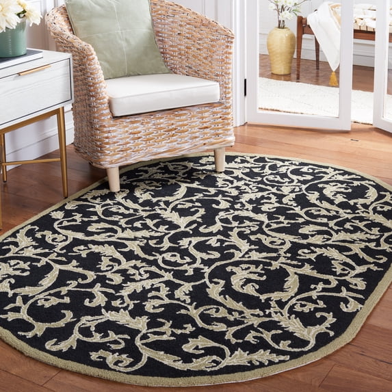 Safavieh Chelsea Flanagan Bordered Wool Area Rug, Black, 4'6" x 6'6" Oval