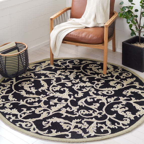 Safavieh Chelsea Flanagan Bordered Wool Area Rug, Black, 8' x 8' Round