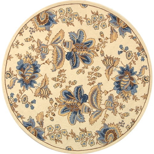 Ivory Floral Handmade Wool Area Rug, 1'8" x 2'6"