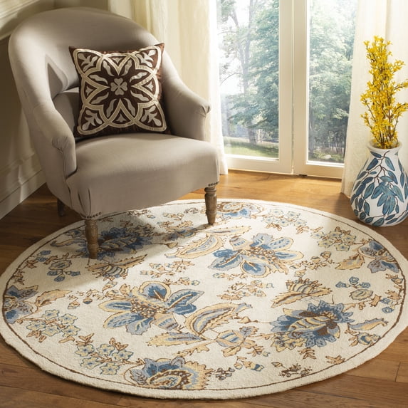 Safavieh Chelsea Garrick Bordered Wool Area Rug, Ivory, 3' x 3' Round