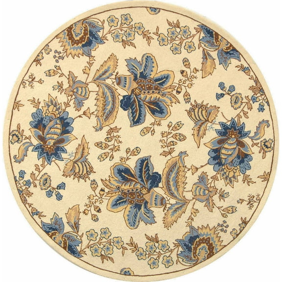 SAFAVIEH Chelsea Garrick Floral Wool Area Rug, Ivory, 5'6" x 5'6" Round