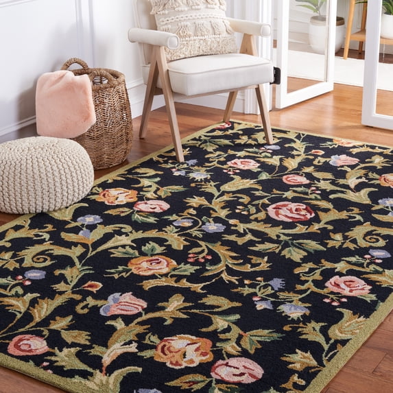 Safavieh Chelsea Georgiana Bordered Wool Area Rug, Black, 3'9" x 5'9"