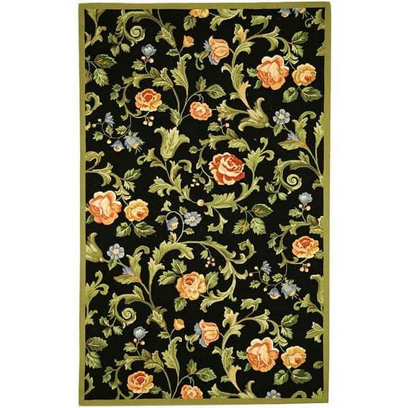 SAFAVIEH Chelsea Georgiana Floral Wool Area Rug, Black, 6' x 9'