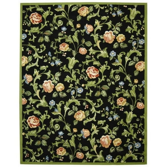 SAFAVIEH Chelsea Georgiana Floral Wool Area Rug, Black, 7'9" x 9'9"
