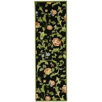 SAFAVIEH Chelsea Georgiana Floral Wool Runner Rug, Black, 2'6" x 10'