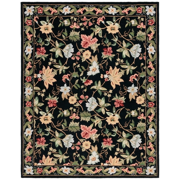 SAFAVIEH Chelsea Gisselle Bordered Wool Area Rug, Black, 11' x 15'