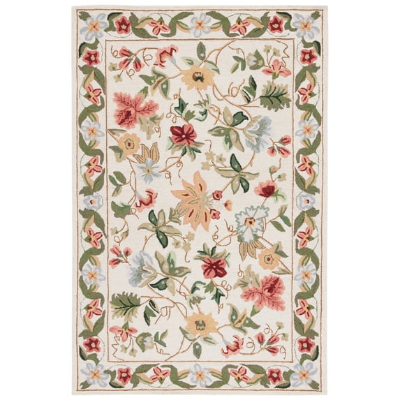 Safavieh Chelsea Gisselle Bordered Wool Area Rug, Ivory, 6' x 9' Oval
