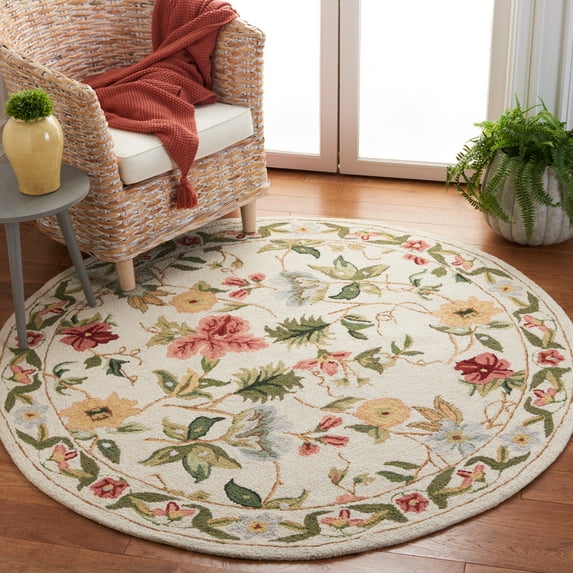 Safavieh Chelsea Gisselle Bordered Wool Area Rug, Ivory, 7' x 7' Round
