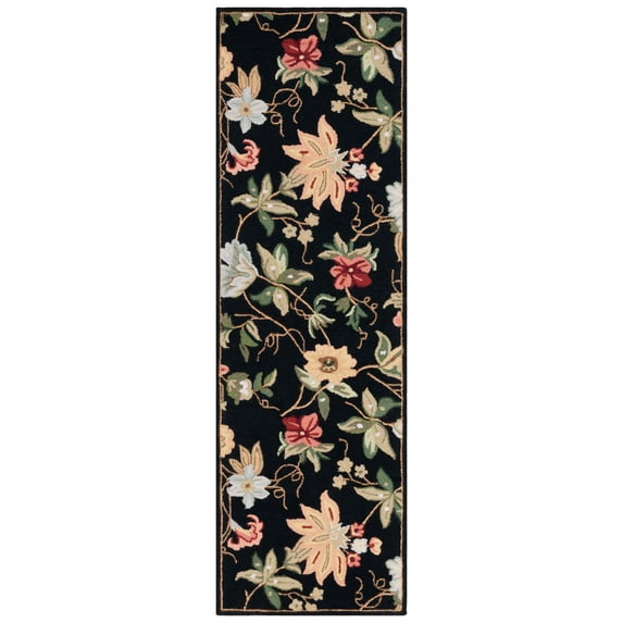SAFAVIEH Chelsea Gisselle Bordered Wool Runner Rug, Black, 2'6" x 20'