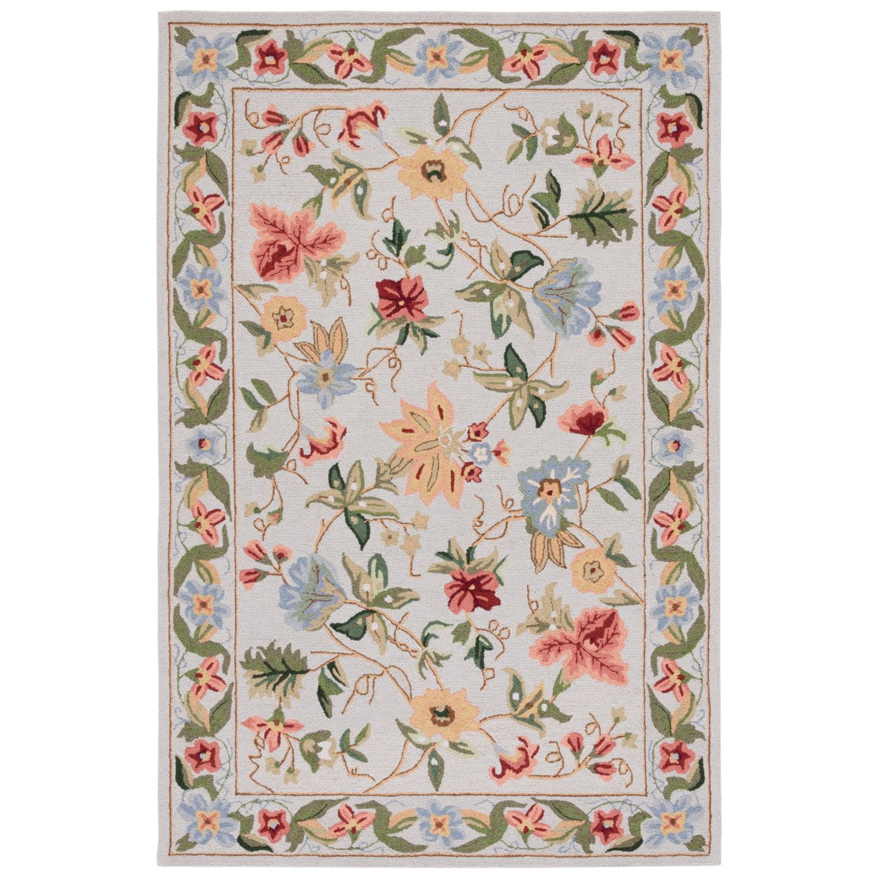 Handmade Black Floral Wool Accent Rug 2'6" x 4'