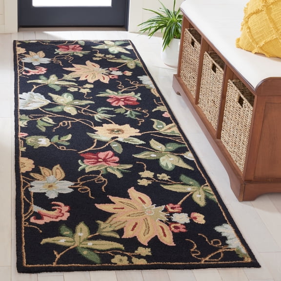 Safavieh Chelsea Gisselle Bordered Wool Runner Rug, Black, 2'6" x 8'