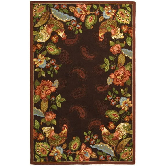 SAFAVIEH Chelsea Gracelyn Rooster Wool Area Rug, Maroon, 3'9" x 5'9"