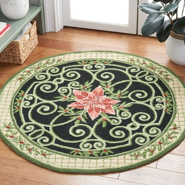 SAFAVIEH Chelsea Gwendolyn Bordered Wool Area Rug, Green/Beige, 2' x 4' Half Moon
