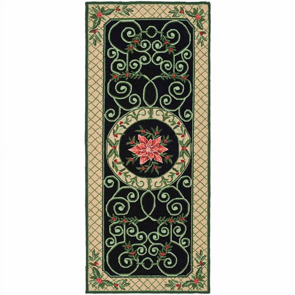 Handmade Ivory Floral Wool Runner Rug
