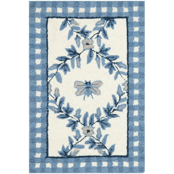 SAFAVIEH Chelsea HK55D Hand-hooked Ivory / Blue Rug
