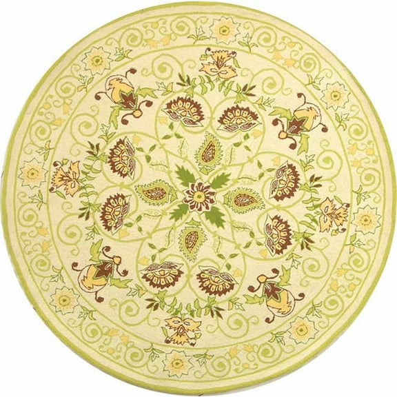 SAFAVIEH Chelsea Harlan Floral Wool Area Rug, Ivory/Green, 8' x 8' Round