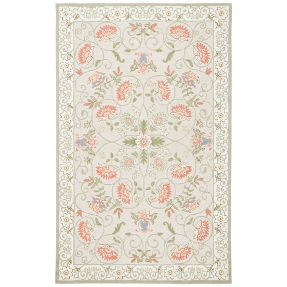 SAFAVIEH Chelsea Harlan Floral Wool Runner Rug, Beige/Green, 2'6" x 12'
