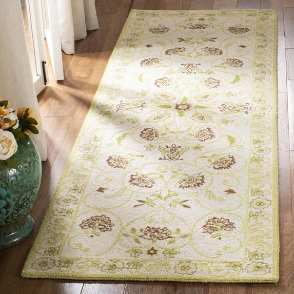 Safavieh Chelsea Harlan Bordered Wool Runner Rug, Ivory/Green, 2'6" x 12'