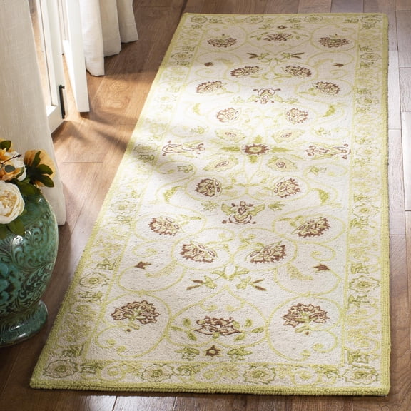 Safavieh Chelsea Harlan Bordered Wool Runner Rug, Ivory/Green, 2'6" x 6'