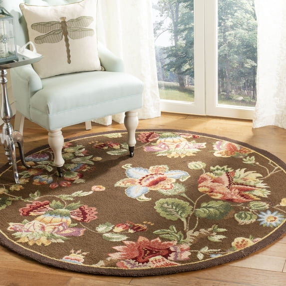 Safavieh Chelsea Hayleigh Bordered Wool Area Rug, Brown, 3' x 3' Round