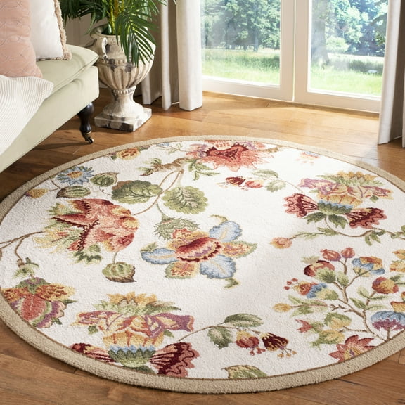Safavieh Chelsea Hayleigh Bordered Wool Area Rug, Ivory, 8' x 8' Round