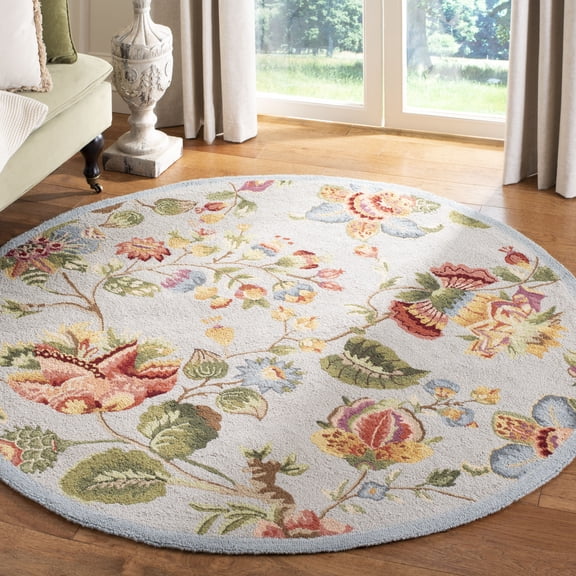 Safavieh Chelsea Hayleigh Bordered Wool Area Rug, Light Blue, 5'6" x 5'6" Round