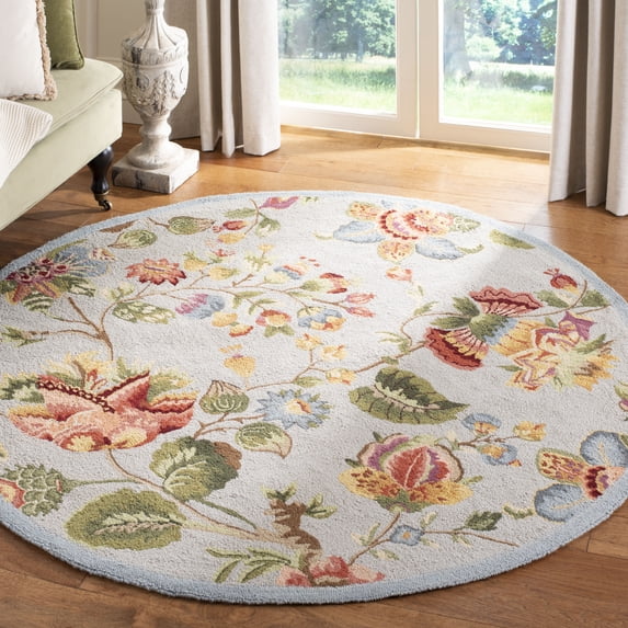 Safavieh Chelsea Hayleigh Bordered Wool Area Rug, Light Blue, 8' x 8' Round