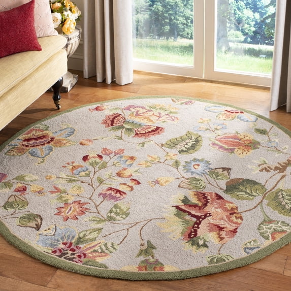 Safavieh Chelsea Hayleigh Bordered Wool Area Rug, Sage, 5'6" x 5'6" Round